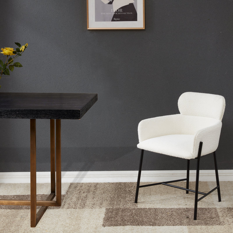 Tighe 19.3'' H Upholstered Armchair, Ivory, Black