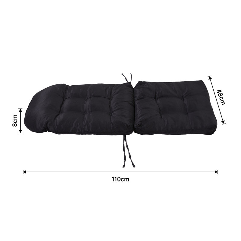 Outdoor Seat/Back Cushion, Black, 8cm H x 110cm W x 48cm D