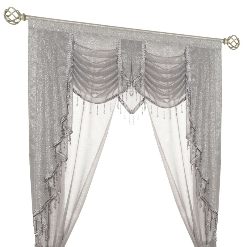 Paire de rideaux transparents avec passe-tringle Sedgwick, Gris