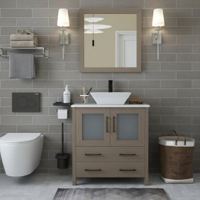 Ensemble de meuble-lavabo simple avec miroir 