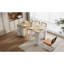 Table de salle à manger extensible Trexm avec 3 rallonges amovibles, table d'îlot mobile avec prise de courant, armoire avec rangement pour la salle à manger et le salon (blanc crème et naturel)-125149242