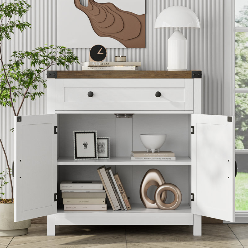 Allencoe 29.9'' W 2-Door Manufactured Wood Accent Cabinet, White/Brown