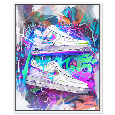 Neon Graffiti Sneaker Wall Canvas Neon Sneaker Art by Art Remedy