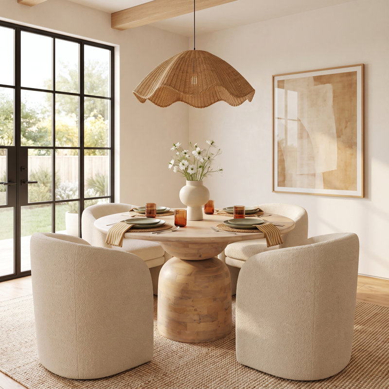 Kashida 47" Round Dining Table, Light Brown