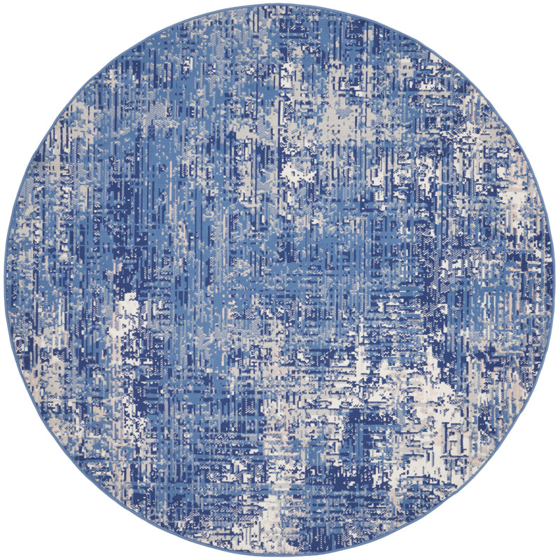 Tapis bleu / bleu marine Michiel, Rond 5 pi