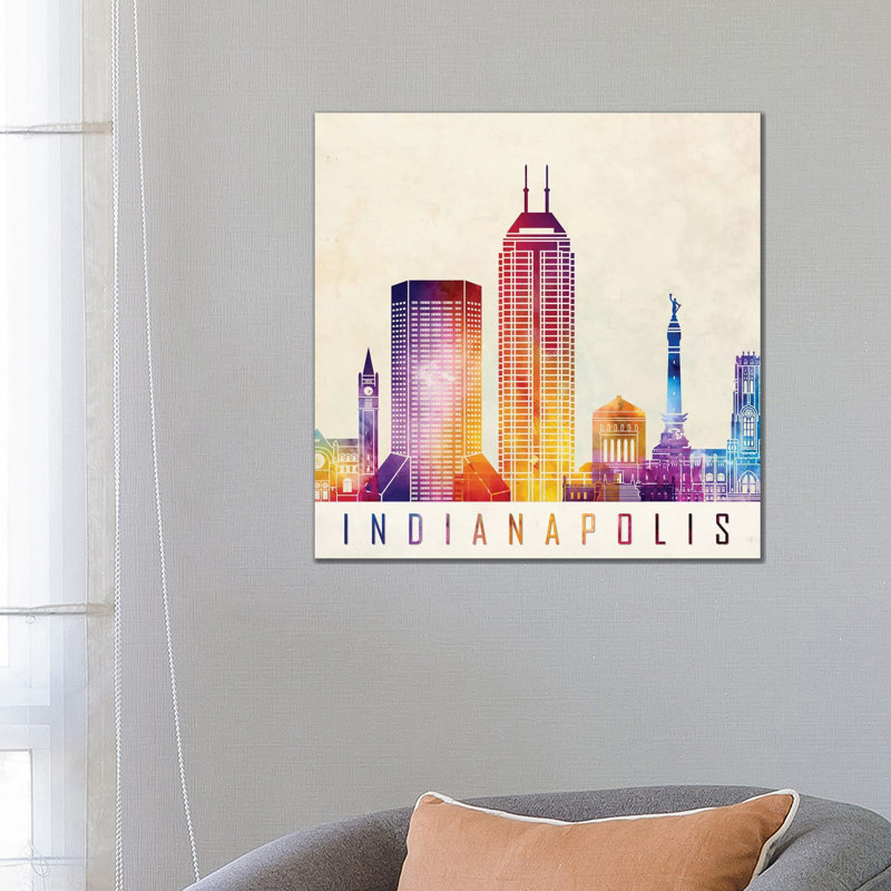 Indianapolis Landmarks Watercolour by Paul Rommer - Wrapped Canvas Gallery-Wrapped Canvas Giclée, 66.04 cm H x 66.04 cm W