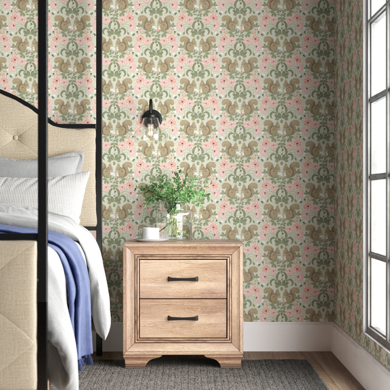 Rouleau de papier peint L 33 pi x l 20,9 po Bedina Woodland, rose taupe