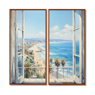 «California Shoreline Window View II», art mural industriel 2 pièces