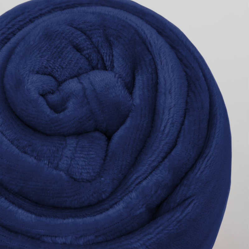 Couverture réversible en fausse fourrure de peluche vison, Grand, Marine