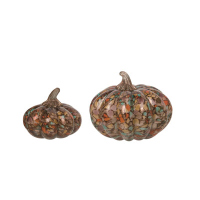 Transpac Glass 7 in. Harvest Confetti Pumpkins