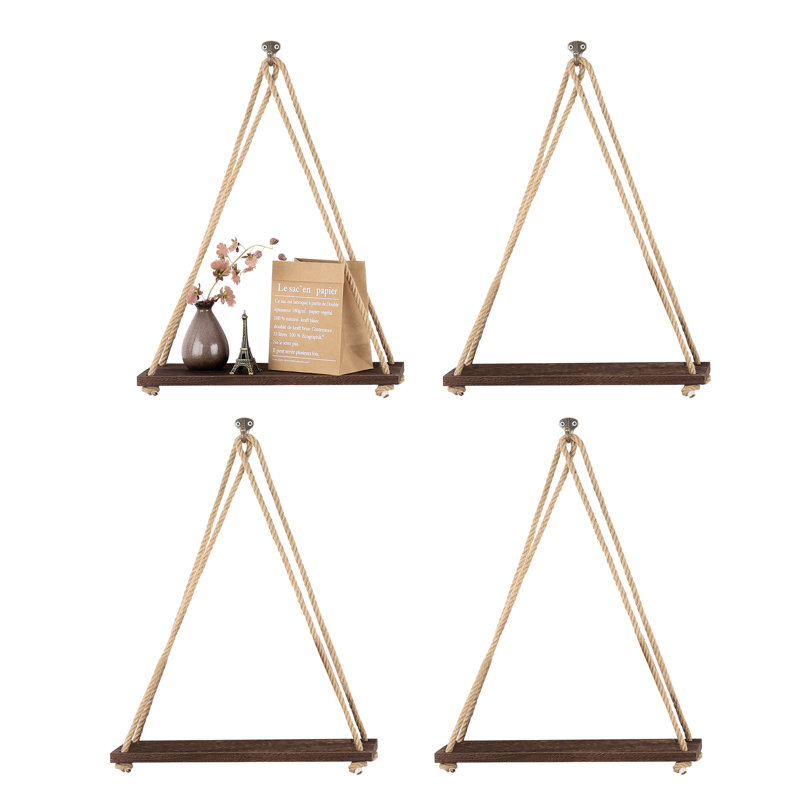Ensemble de 4 tablettes d'appoint en bois massif Paulownia