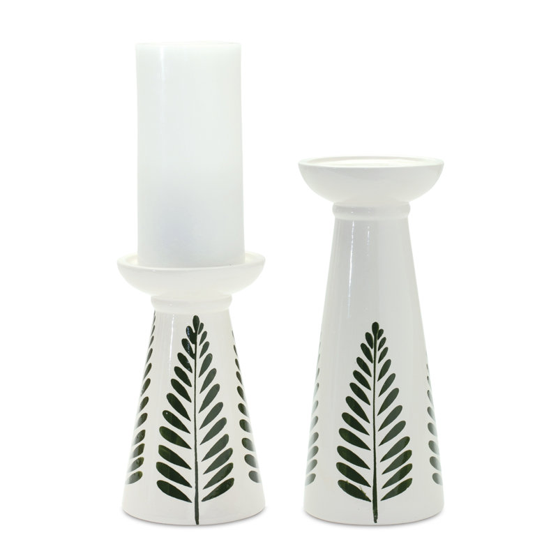 2 Piece Ceramic Tabletop Candlestick Set