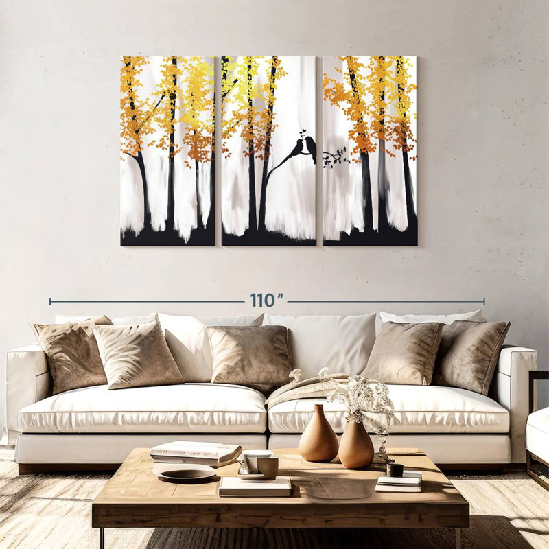 Alvord Golden Forest Birds, H 48 po x l 74 po