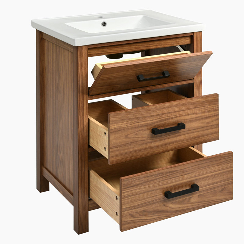 Hughsbound 24.4'' Single Bathroom Vanity with Ceramic Top