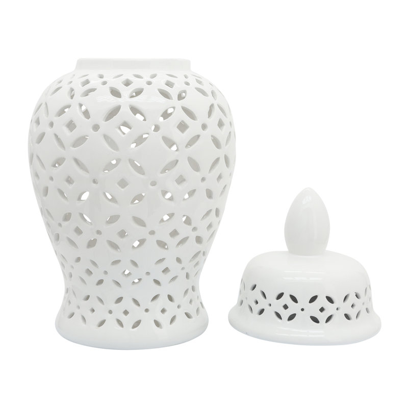 Pot à gingembre en céramique Austra, H 24 po x l 11,81 po x P 11,81 po, Blanc