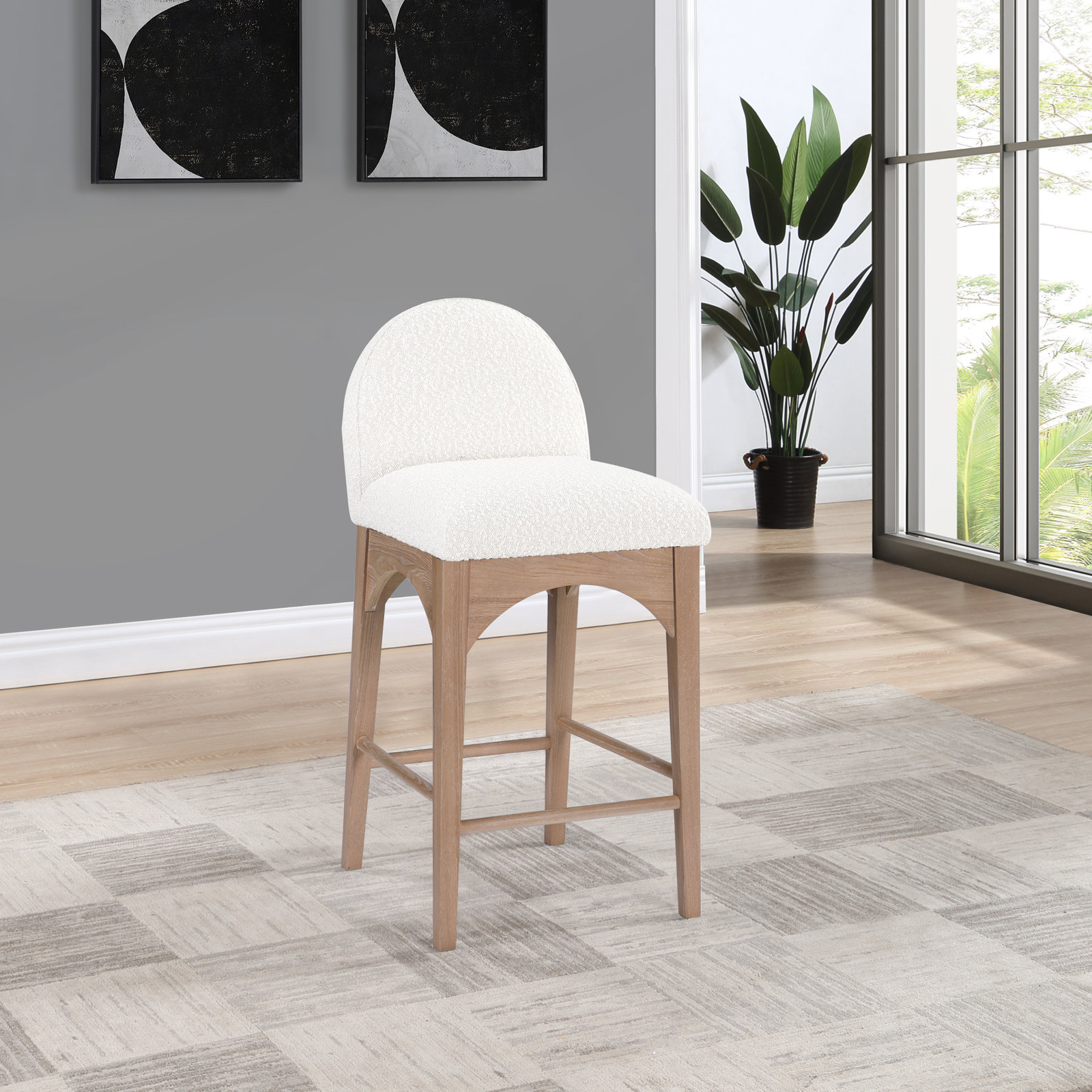 Beppo Counter Stool, Natural, Cream Chenille