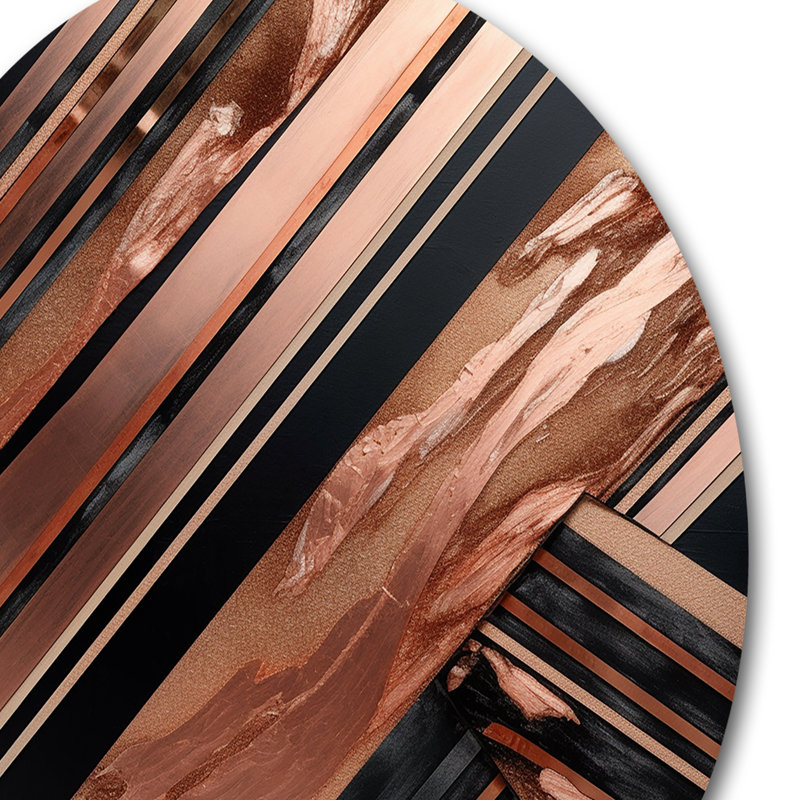 Gold Embracing Essence Of Lines I - Abstract Marble Round Wall Art on Metal, 23" H x 23" W x 1" D