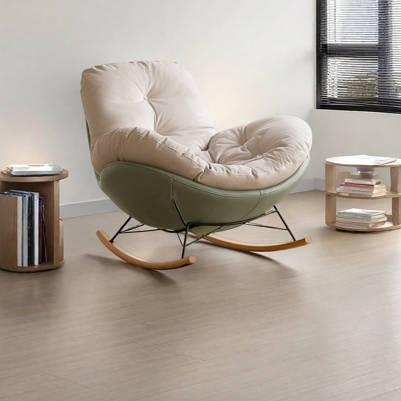 Chaise berçante ergonomique Chic, Mélange de polyester vert / beige