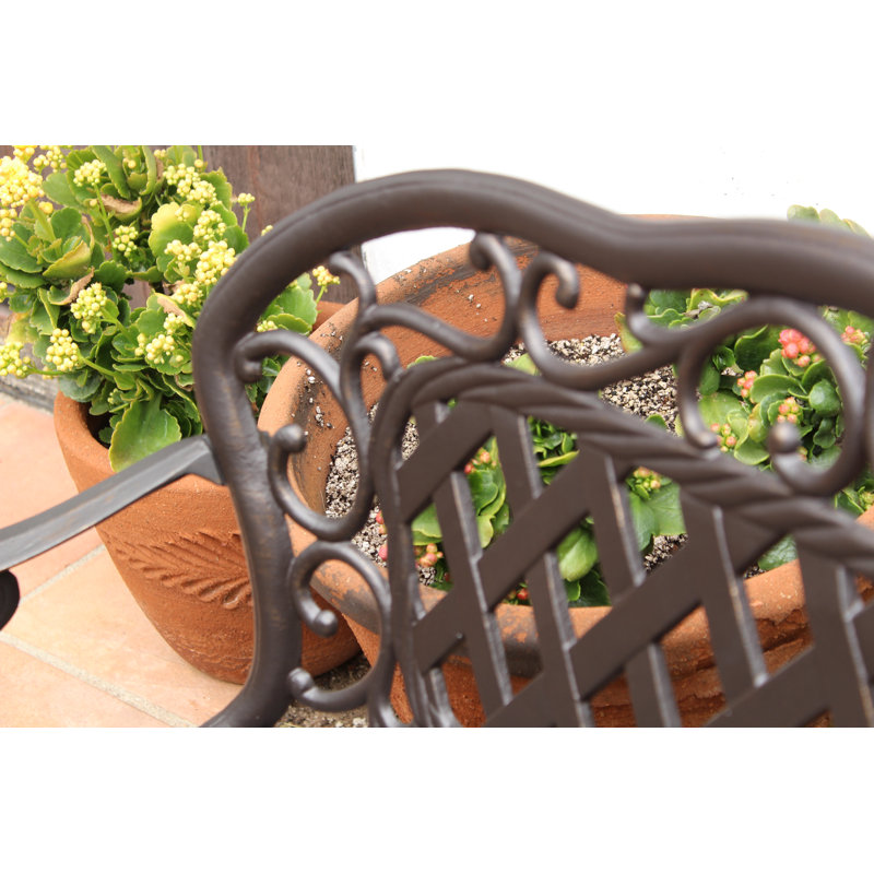 Banc de jardin en fonte d'aluminium Creedmoor, Aged Bronze
