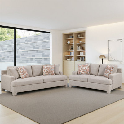 Ensemble de salon en chenille 2 pièces Laurelton Modern & Contemporary avec support à ressorts ensachés et coussins décoratifs assortis
