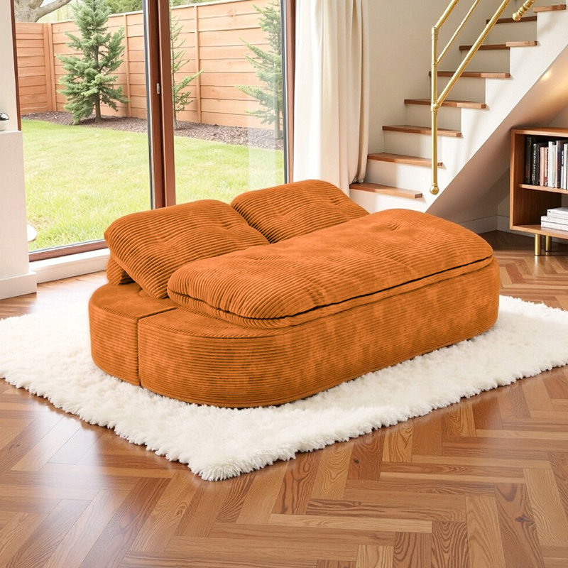 Canapé-lit modulaire convertible 2-en-1, canapé-lit peu encombrant, Brun