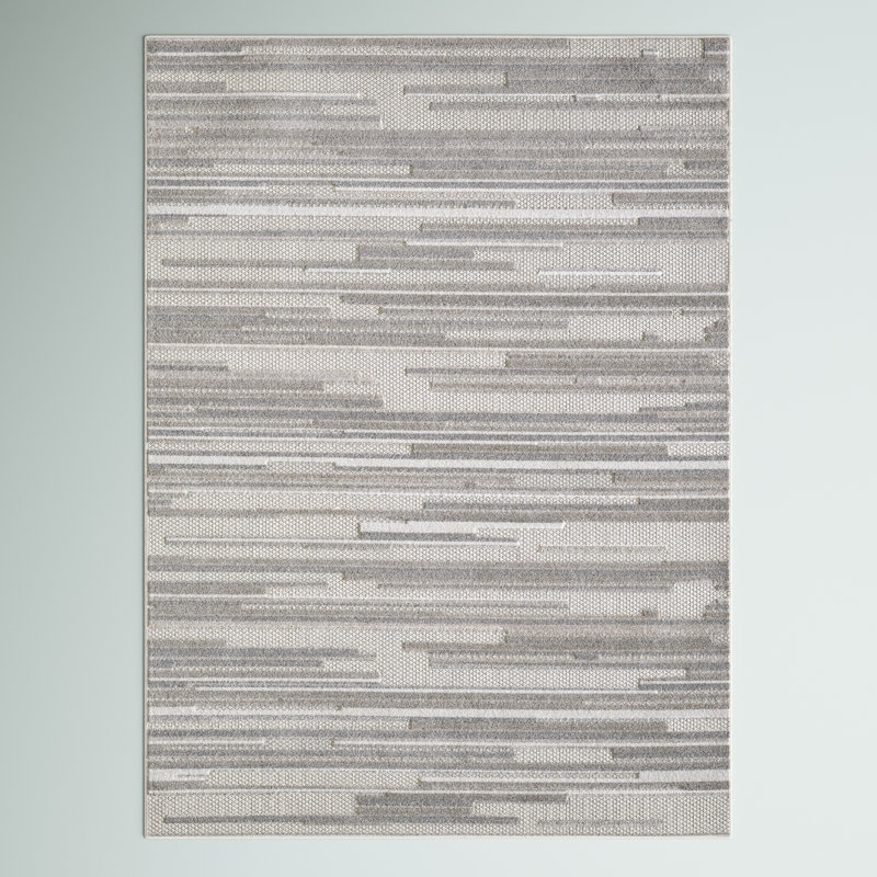 Gemmill Abstract Stripes Indoor Outdoor Area Rug, Rectangle 3'3" x 4'11", Gray