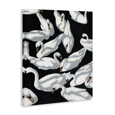  Art mural sur toile noire "Swan"