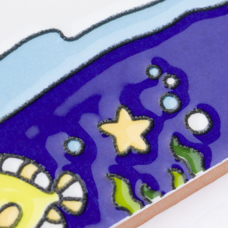 Captain Fishie 2" x 8" Matte Ceramic Specialty Trim in Navy Blue/Green