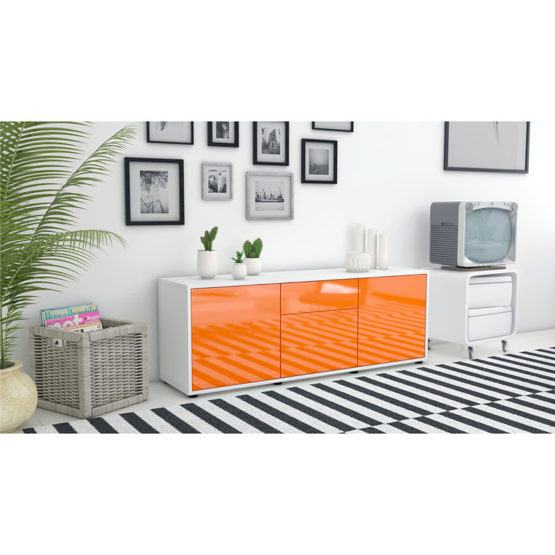 Wymore TV Stand, High-gloss Orange / Matte White