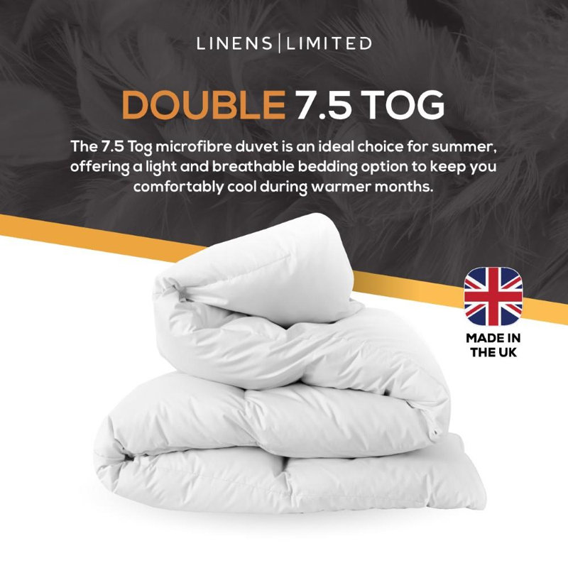 Linens Limited Feels Like Down Duvet, Made in the UK, Luxurious Quilt, Soft and Comfy, Ultra-Fine Siliconised Hollowfibre, Machine Washable (White)