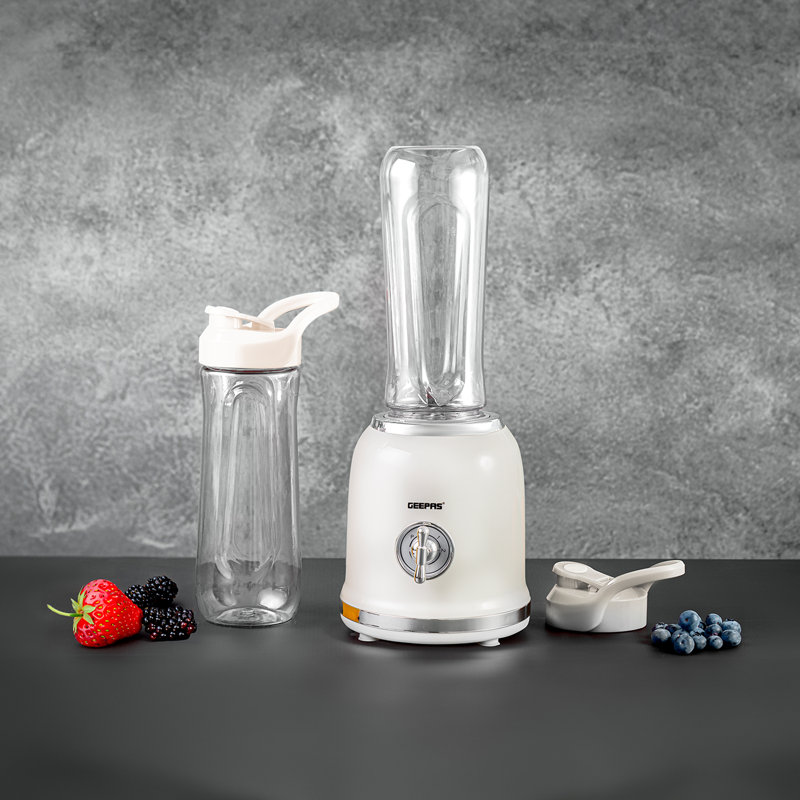 GEEPAS 300W Personal Blender 2 Speed Smoothie Milkshake Maker, 0.6L Tritan Sports Bottles, White