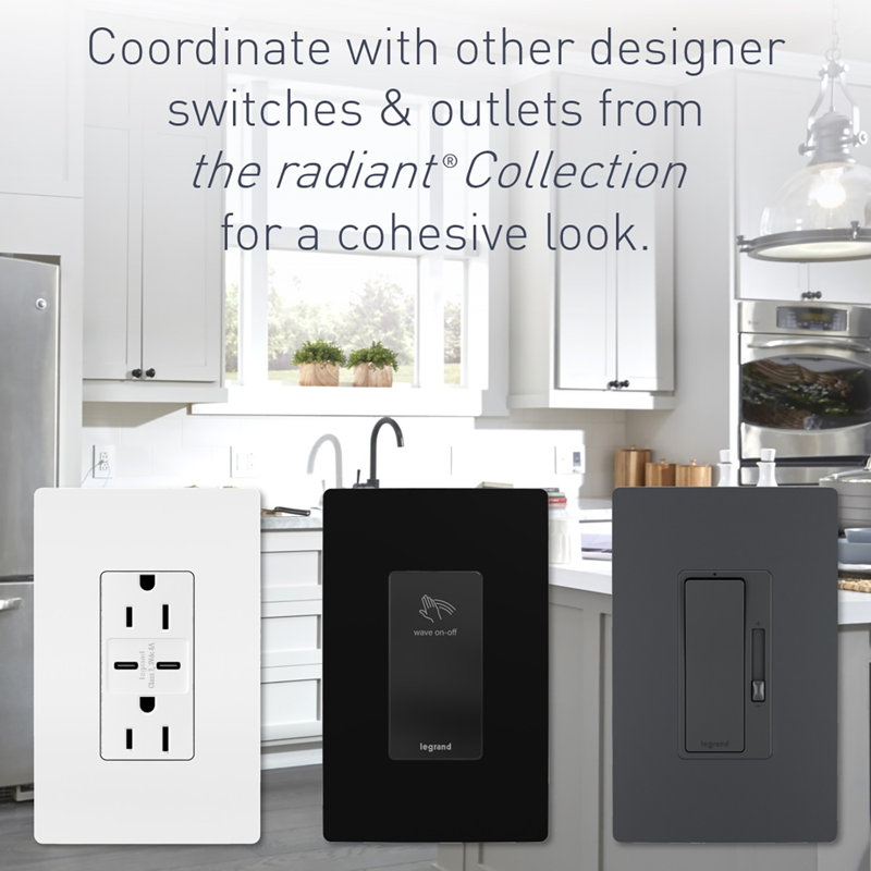 Nickel Tamper Resistant Decorator Outlet with Wall Plate