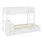 Lit superposé simple au-dessus de simple avec lit gigogne simple, rangement et bureau