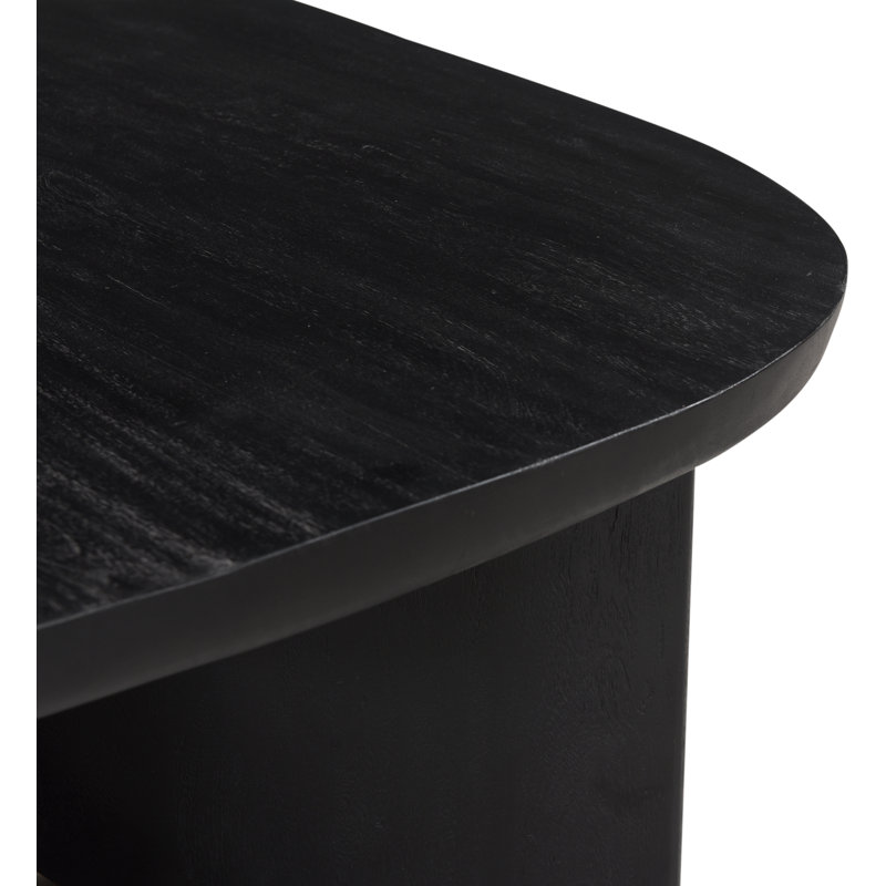 Black Solid Wood Sculptural Coffee Table