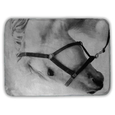Darius the white horse Bath Mat with Non-Slip Backing - Quick Dry Memory Foam Bathroom Rug - Absorbent - Modern Plush Spa-Style - Machine Washable