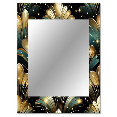 Rich Gold And Emerald Art Deco Glam Pattern - marble  Wall Mirror, Abstract Decorative Mirror, Printed Metal Art