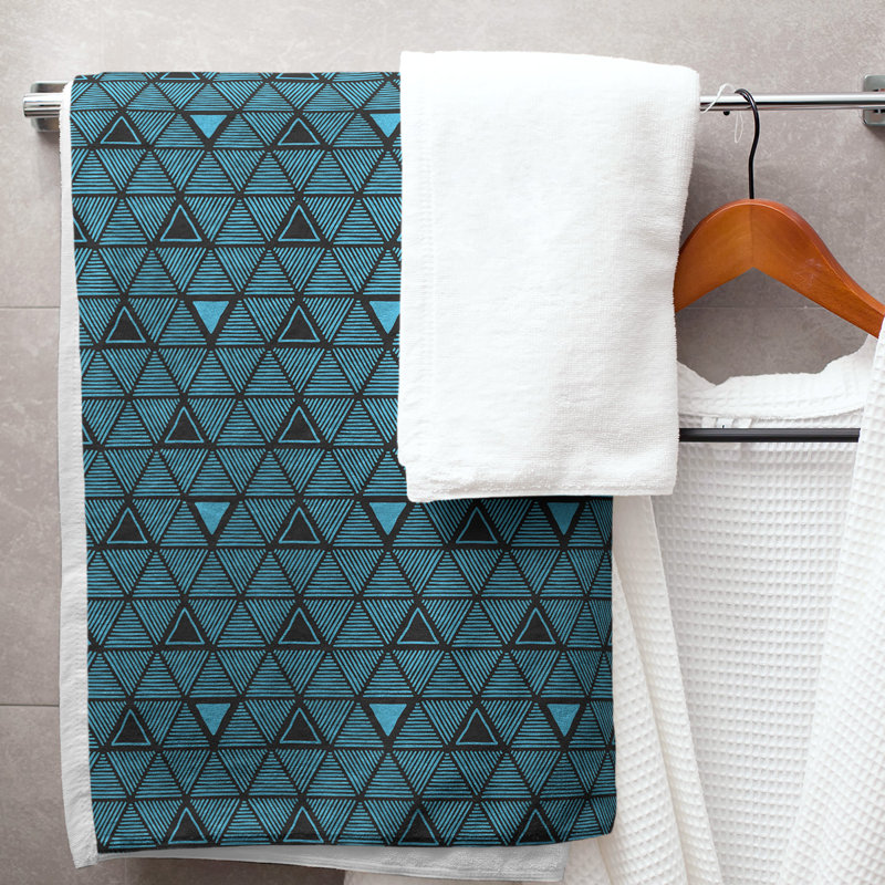Serviette de bain Classic, Bleu sarcelle / noir clair