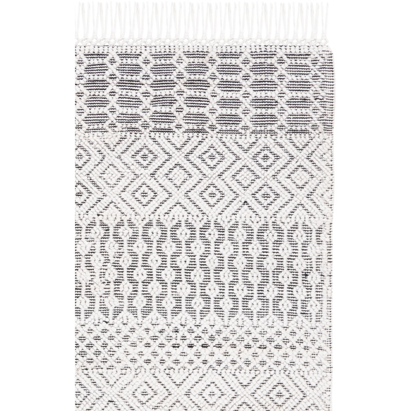 Tapis noir / ivoire tissé à la main Randalia, Carré 6 pi