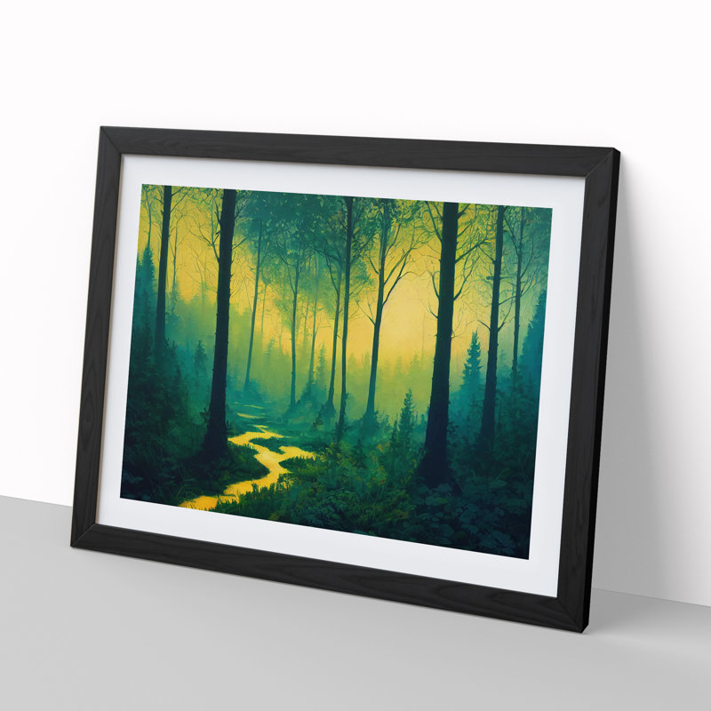 Summer Forest Pathway Vol.4 - Single Picture Frame Print, Black Framed, 34cm H x 46cm W x 2cm D