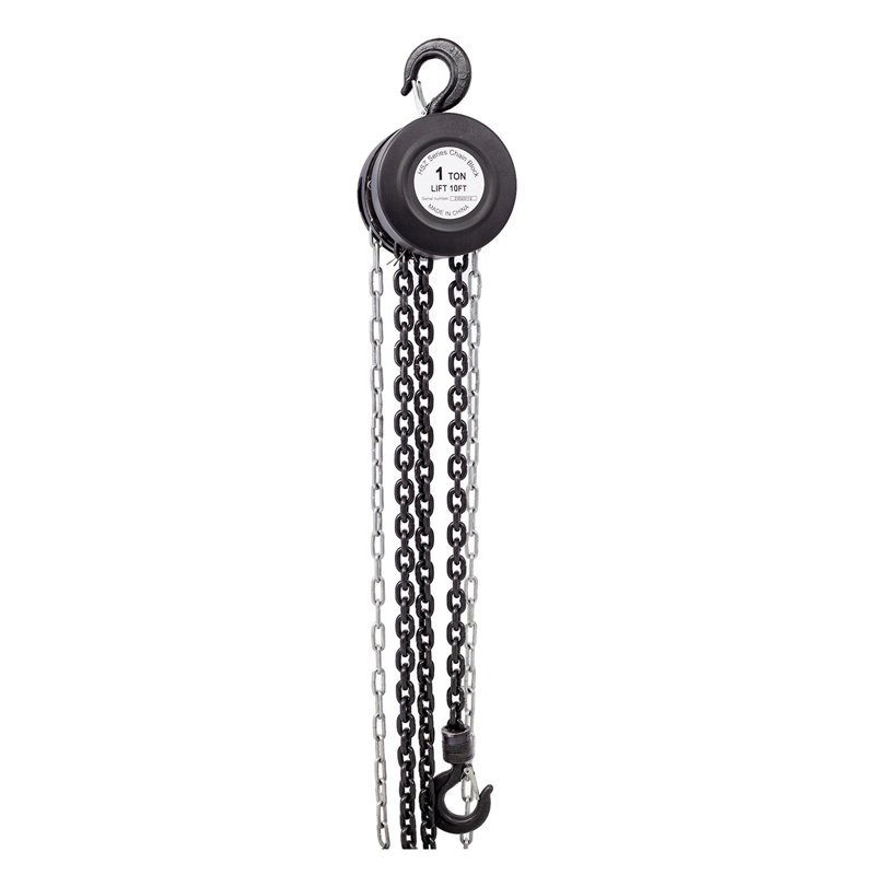 Palan à chaîne manuel d'une capacité de 1 tonne avec levage de 10 pi et deux crochets - Fabrication en acier noir