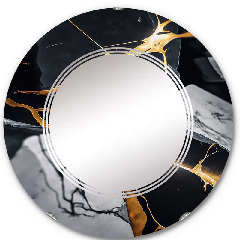 Miroir mural abstrait en marbre Penodei, 24 po x 24 po