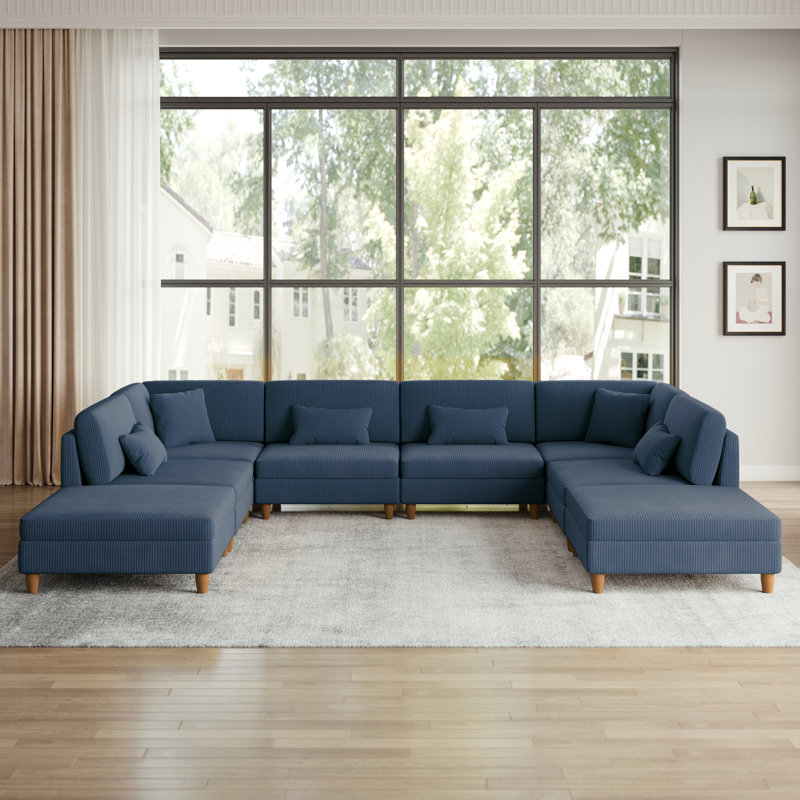 8 Seater Corduroy Corner Sofa 