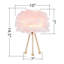 Lampe de table rose à plumes, lampe de chevet trépied en métal doré avec abat-jour en plumes douces, douille E26, lampe décorative pour chambre, salon ou salle à manger, ampoule non incluse.