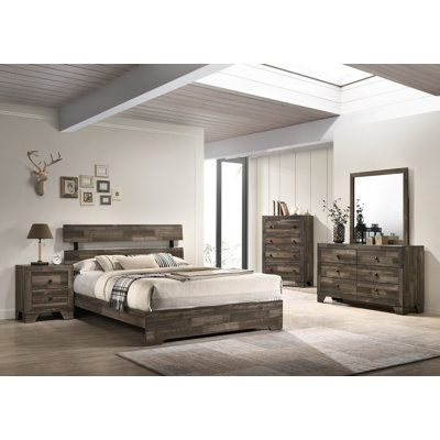 Ensemble de chambre à coucher avec lit plateforme Johusa
