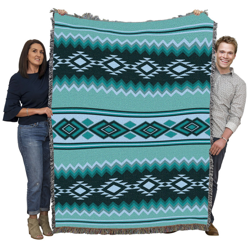 Jeté en coton Pure Country Weavers, Bleu / bleu sarcelle marocain