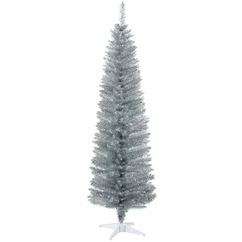 Arbre de Noël artificiel 6 pi avec arbre de Noël mince 6 pi avec 390 branches réalistes et base en plastique, 6'