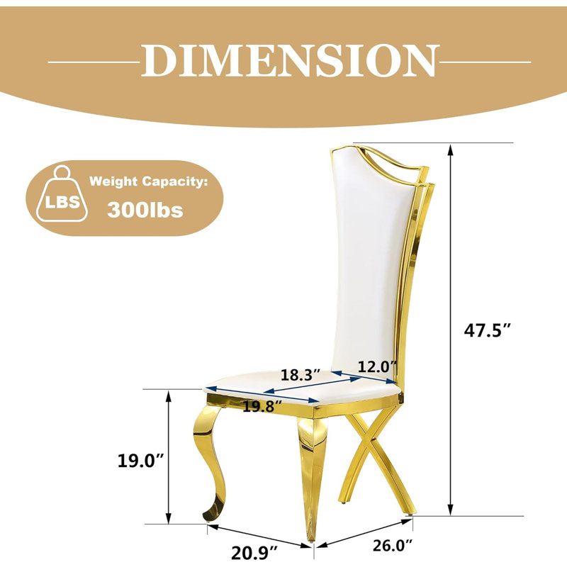 Chaise d'appoint rembourrée Kovanes, Doré, Blanc