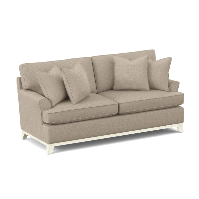Oaks Way Sofa, Antique Frost White Finish, Blue/Beige Stripe; 0209-61