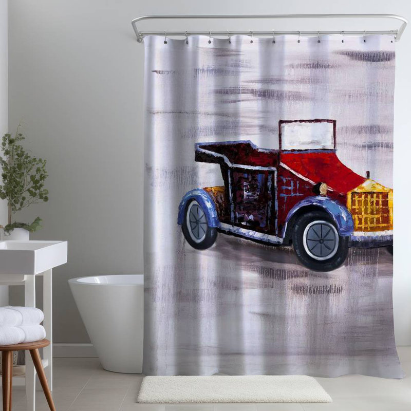 Shower Curtain TR18 – Polyester Shower Curtain, Dye Sublimation Print, 71" W × 74" L, Multicolor Light Purple