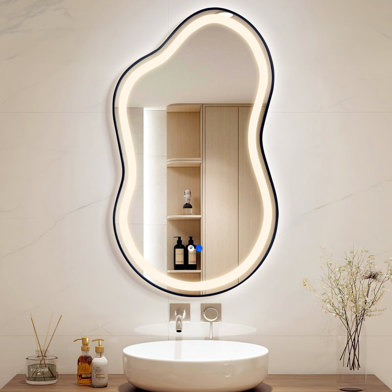 Miroir de salle de bain à DEL avec 3 couleurs de température et lumière à intensité variable, Noir, 36 po x 24 po